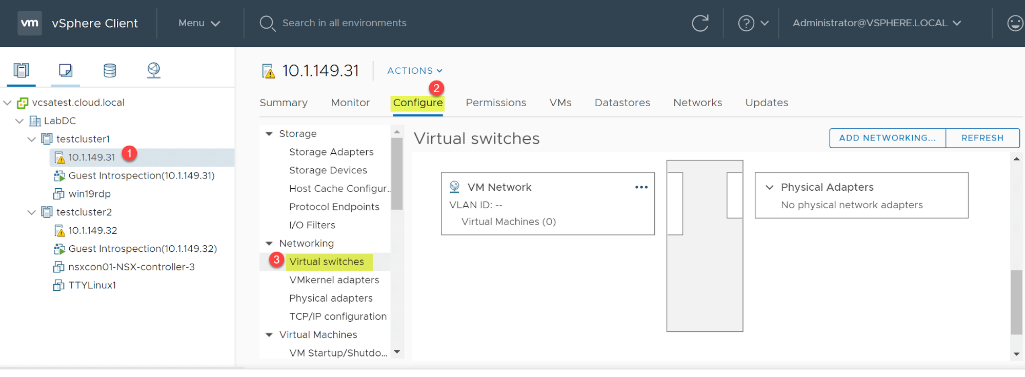 Standard Switch in the vSphere Client