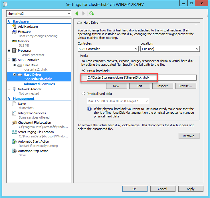 The disk should be displayed correctly in the path