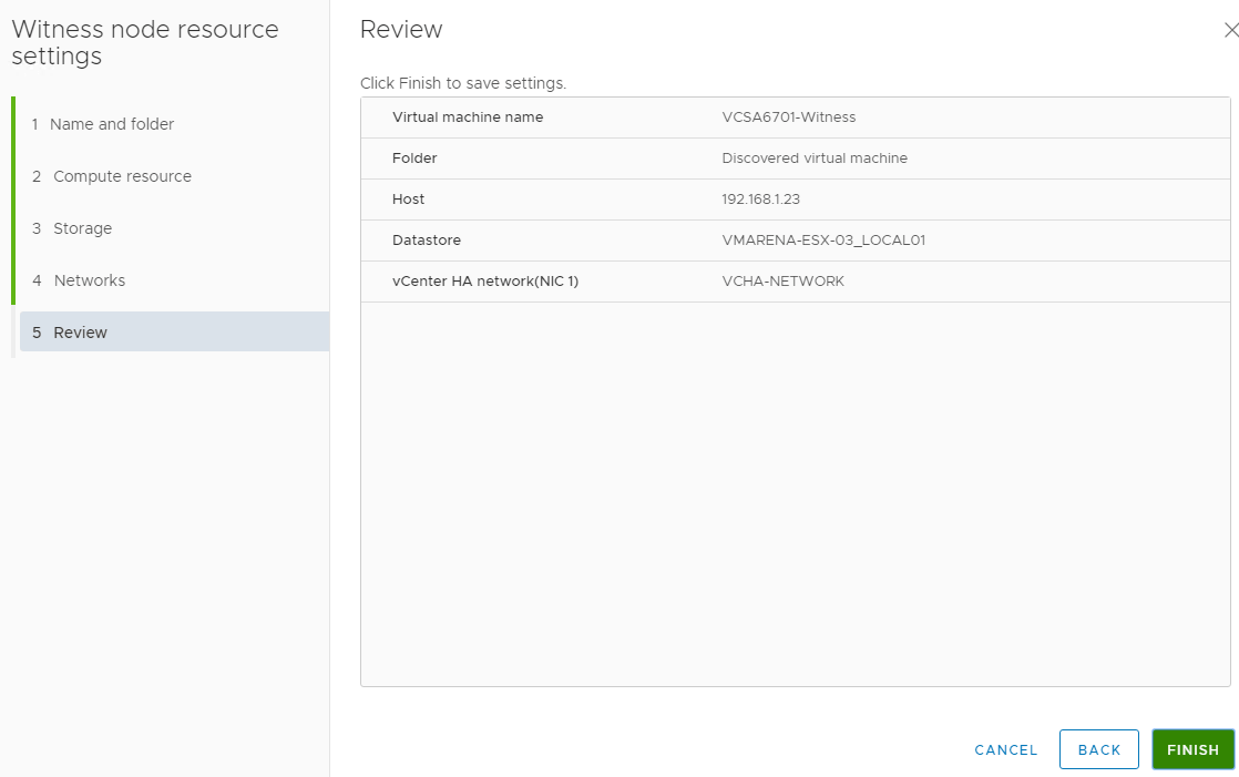 vCenter 6.7 High Availability Configuration