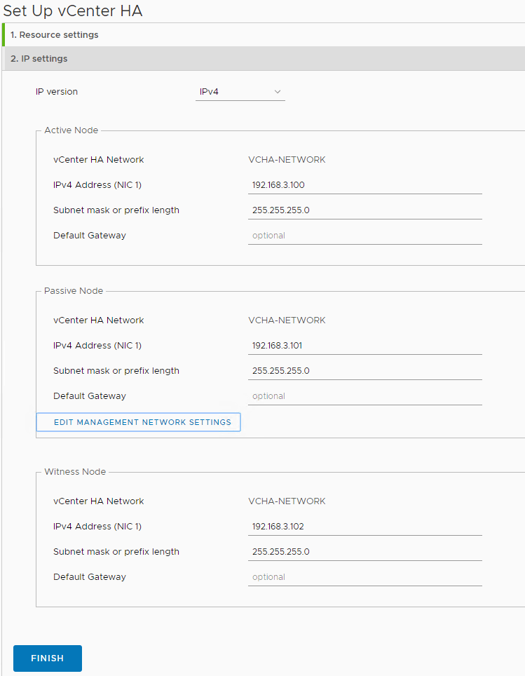 vCenter 6.7 High Availability Configuration