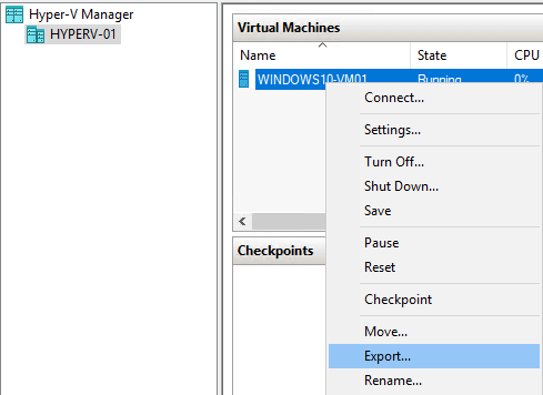 How to export and import VMs from Hyper-V