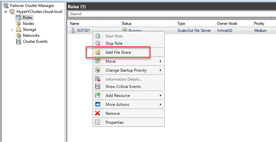 Beginning to Add File Share to the Scale-Out File Server