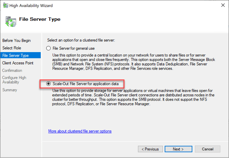 Choosing Scale-Out File Server for application data