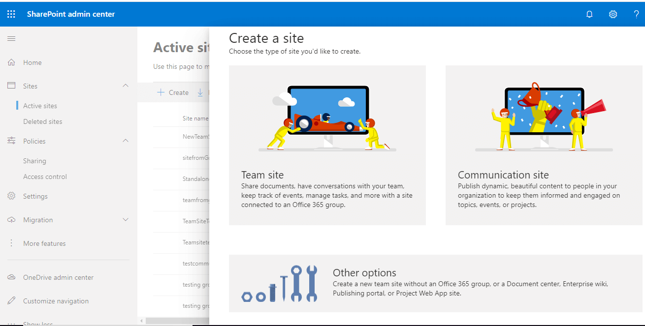 Microsoft 365 SharePoint Admin Center