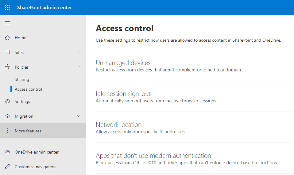 Microsoft 365 SharePoint Admin Center