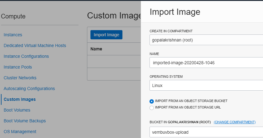 Importing Oracle Virtualbox VM to Oracle