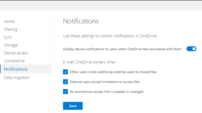 OneDrive Admin Center