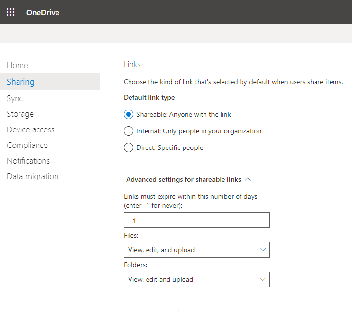 OneDrive Admin Center