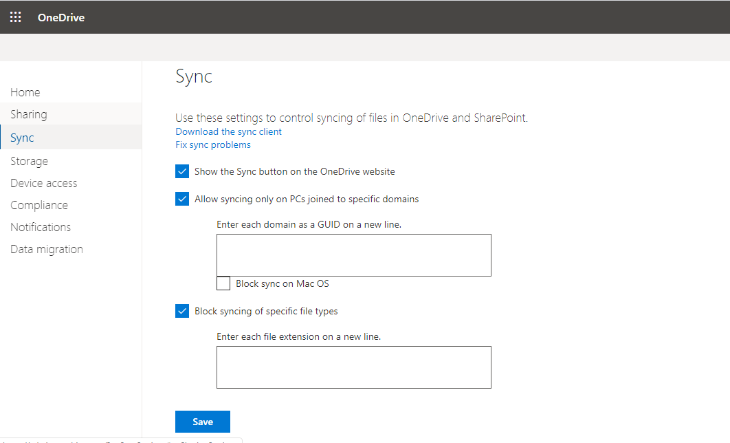 OneDrive Admin Center