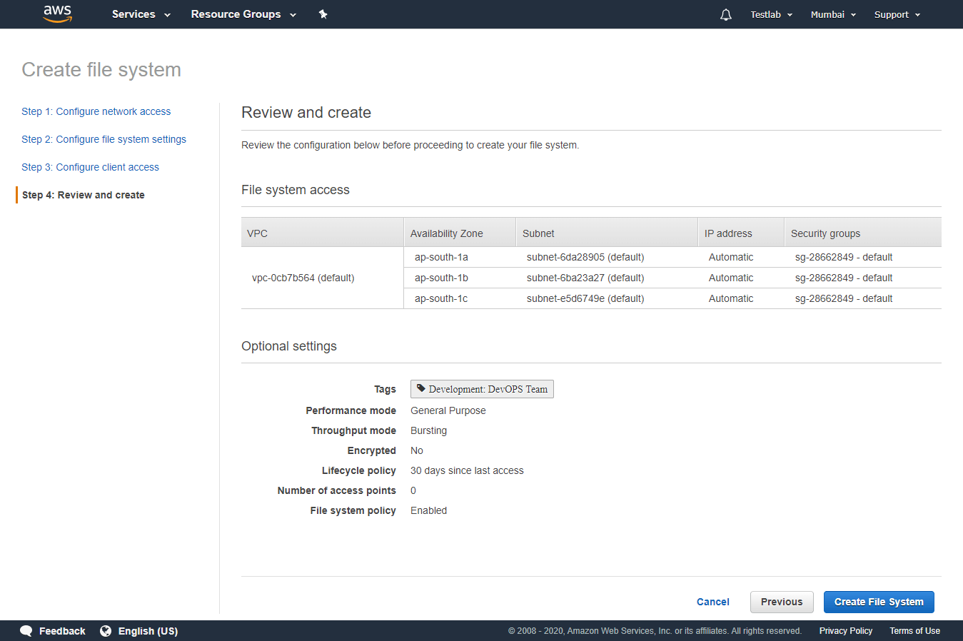 Amazon Elastic File System