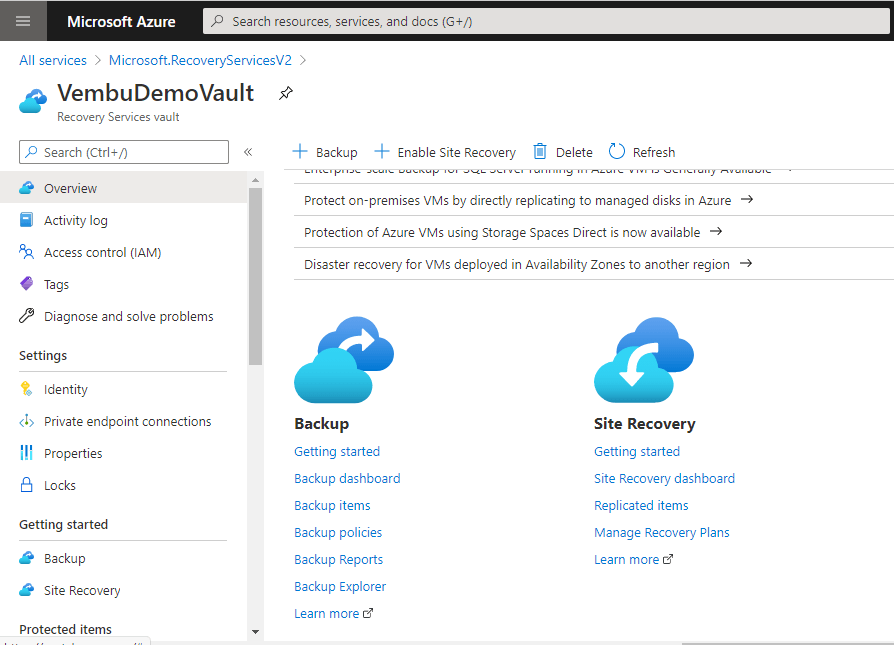 Configuring Azure VM Backup