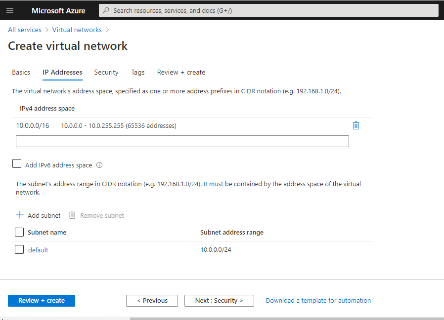 Create and use Azure Virtual Network