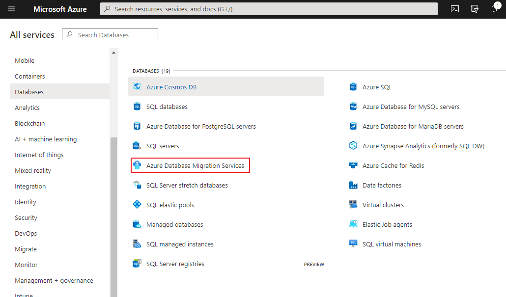 Azure Database Migration Services