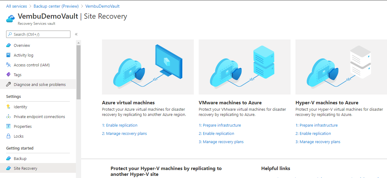 Azure VM in Azure Backup Center