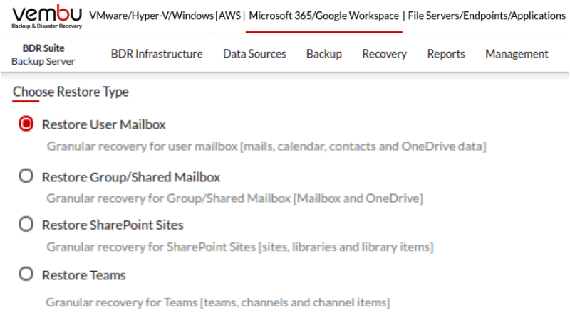 Backup Exchange Online data