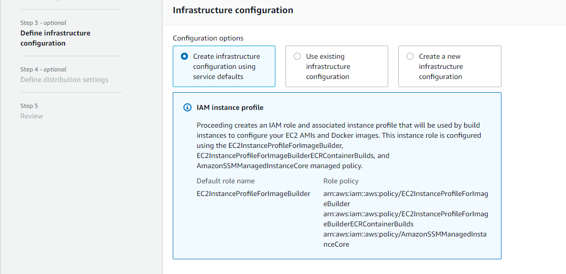 Infrastructure configuration