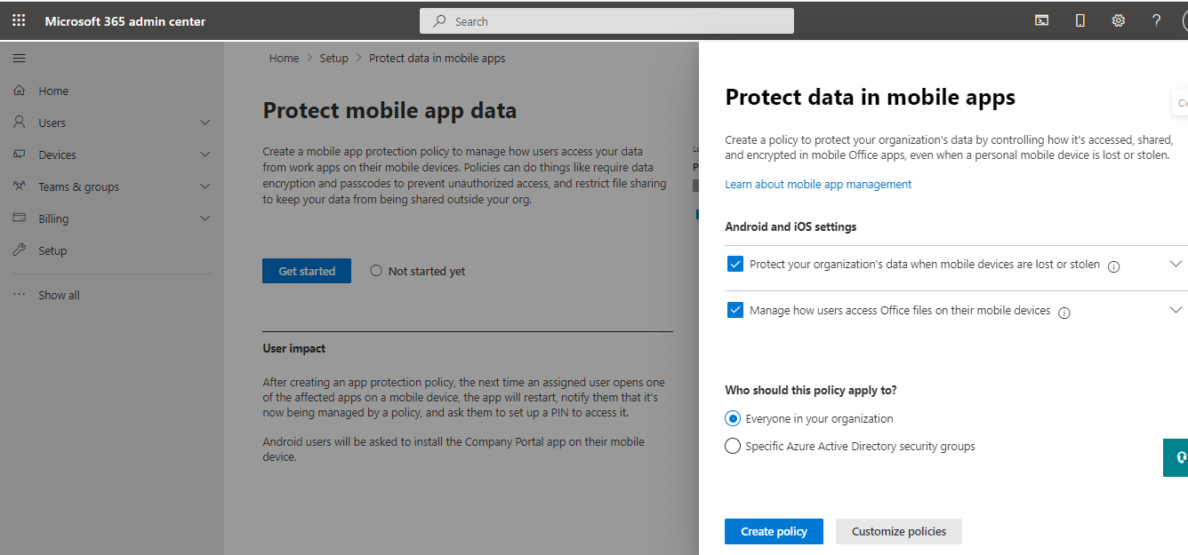 protection-policy-for-mobile-devices-in-microsoft365