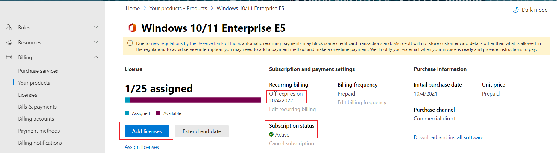 Microsoft 365 subscription