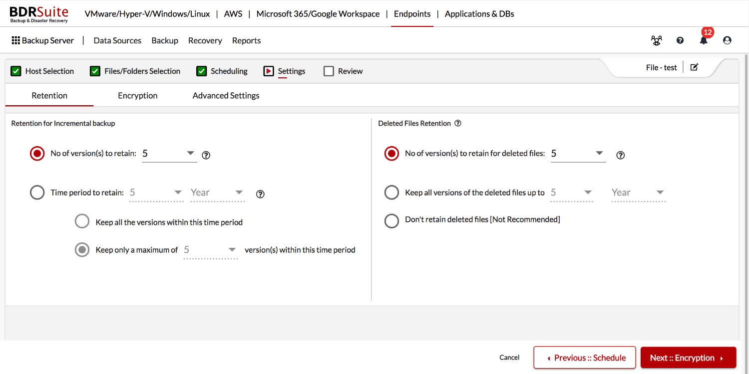 Centralized-Endpoint-Backup