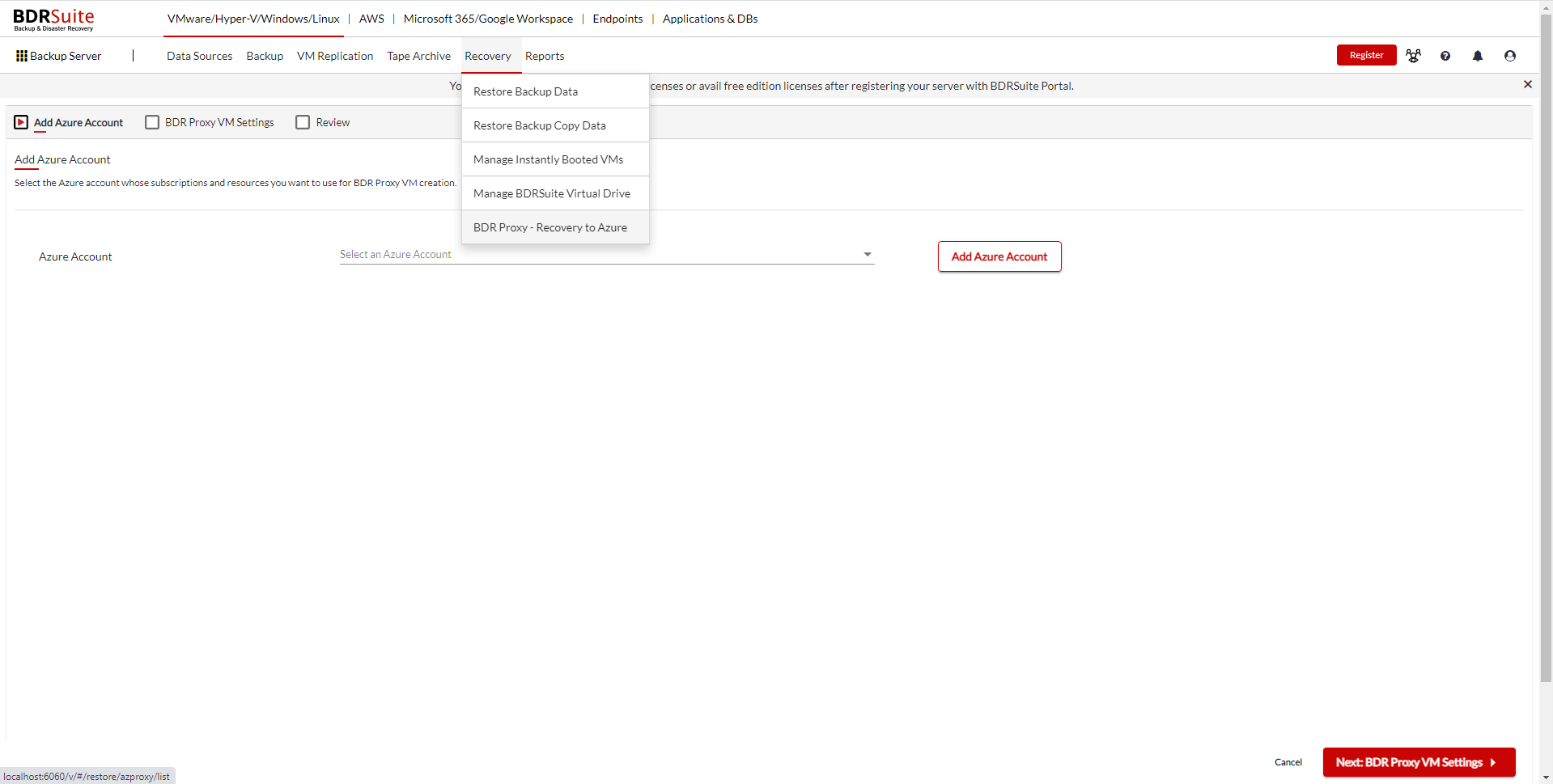 VMware & Hyper-V VMs to Azure using BDRSuite