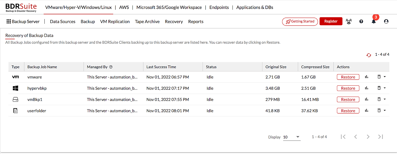 BDRSuite Free Edition VMware