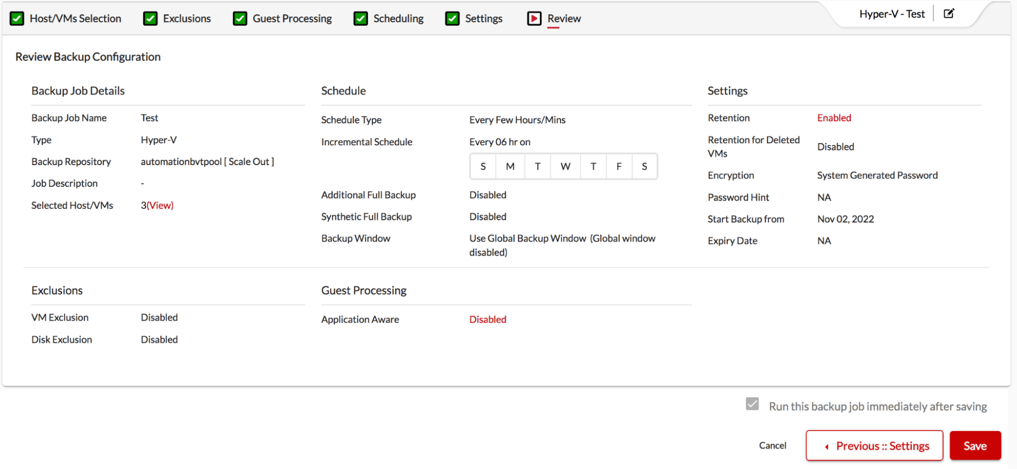 Backup & Recovery for Hyper-V