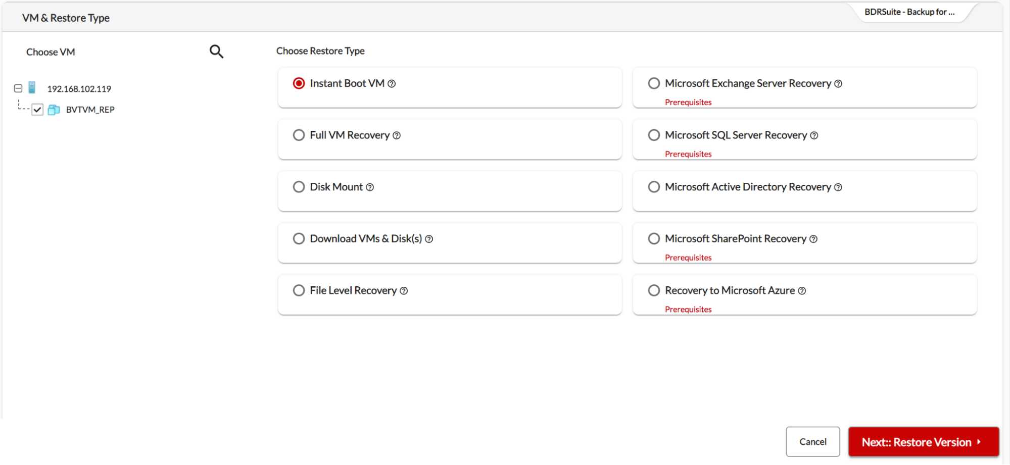 Backup & Recovery for Hyper-V