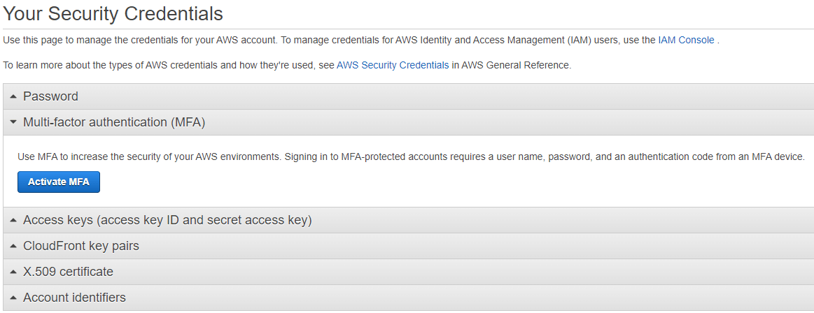 Securing Root account using MFA