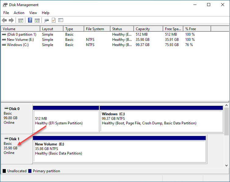 New iSCSI storage successfully added to Windows