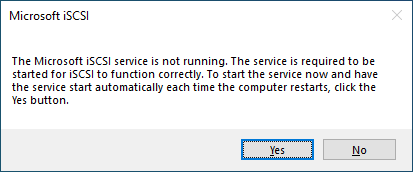 Start the iSCSI service and set it to start automatically