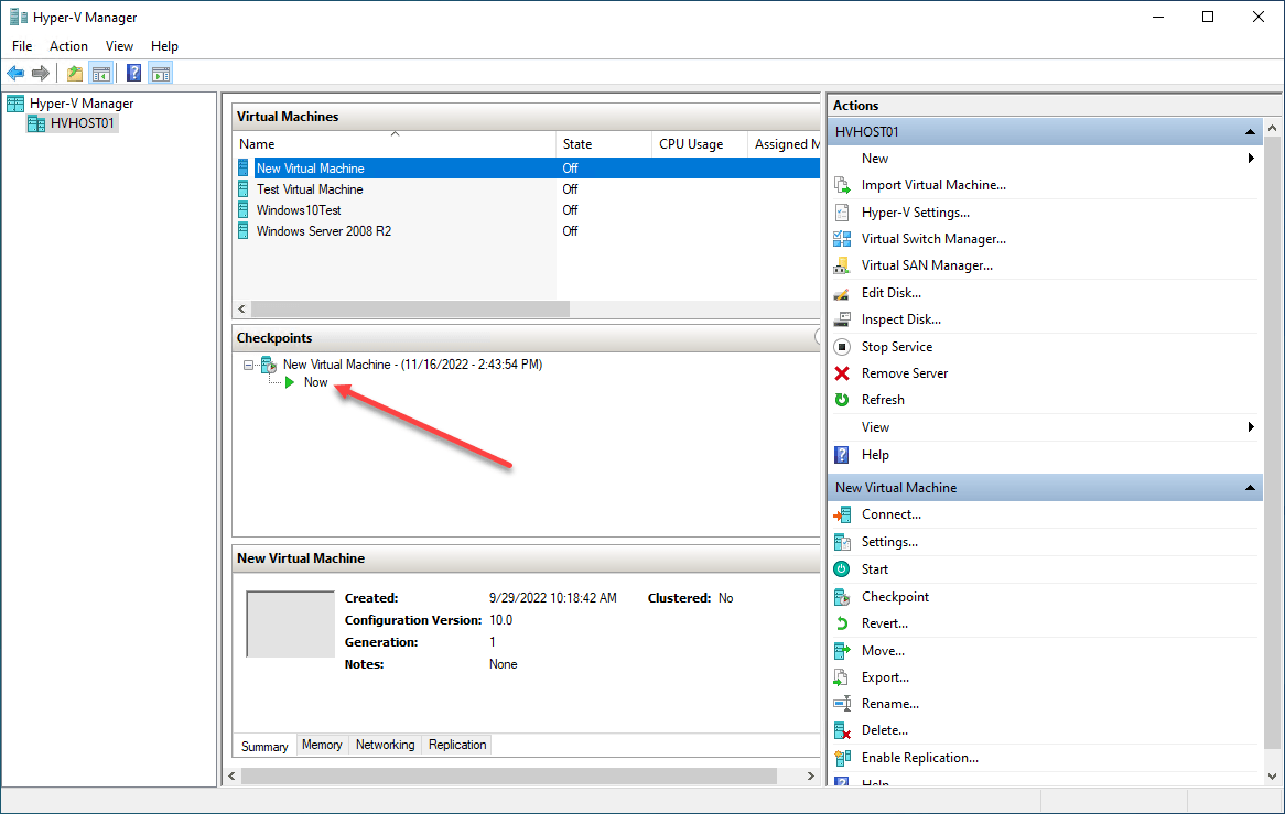 Hyper-V Checkpoints