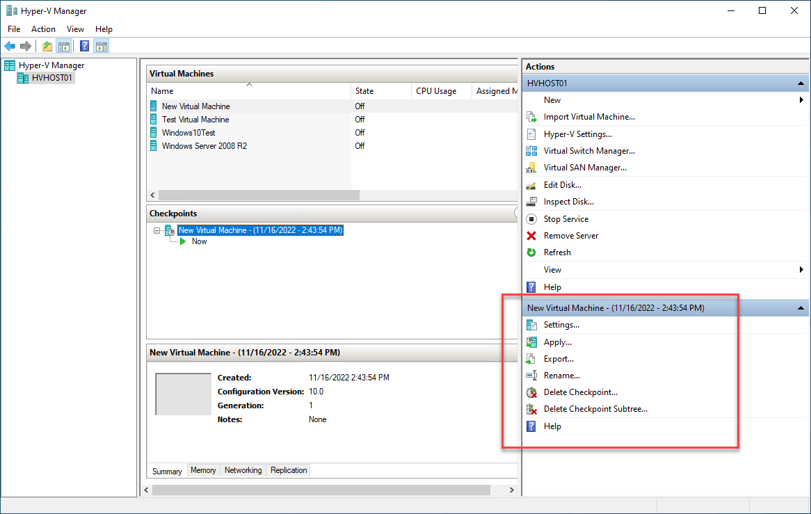 Hyper-V Checkpoints