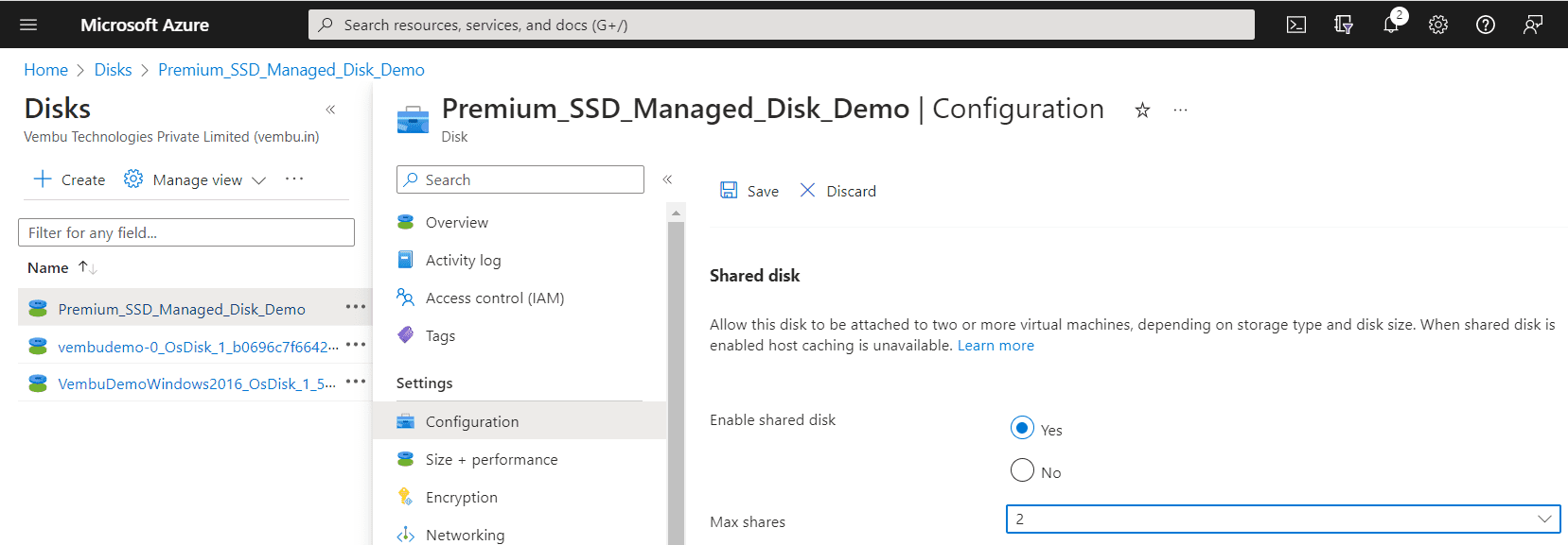 Azure Managed Disk Sharing and Managed Disk bursting