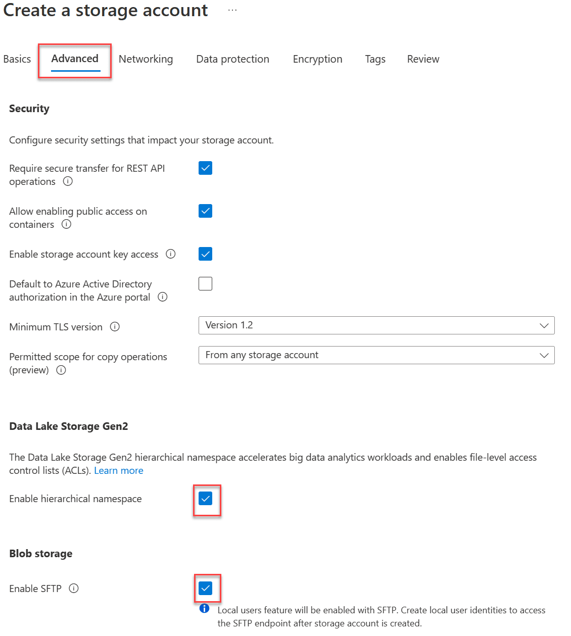 Enable SFTP Support for Azure Blob Storage