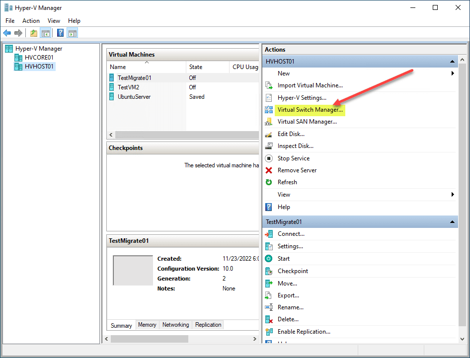 Manage Hyper-V virtual networking with Windows