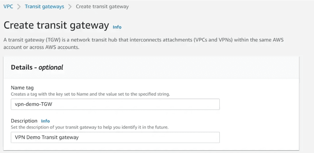 description of our Transit gateway