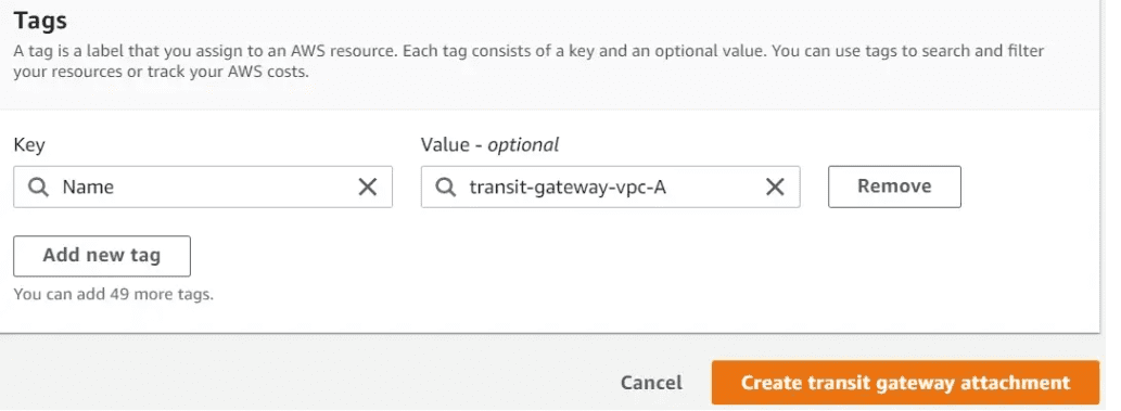 Transit gateway creation