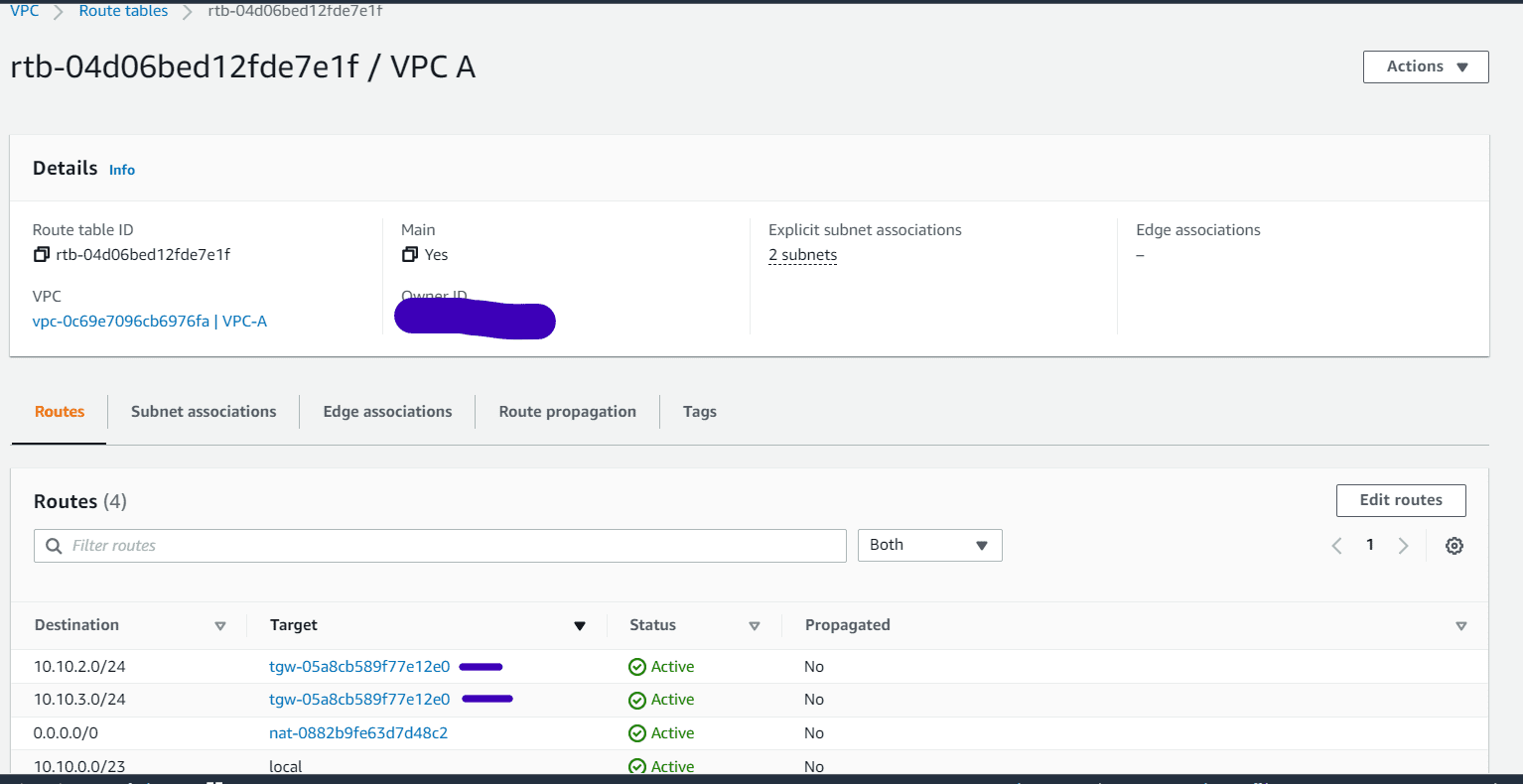 VPC via Transit gateway