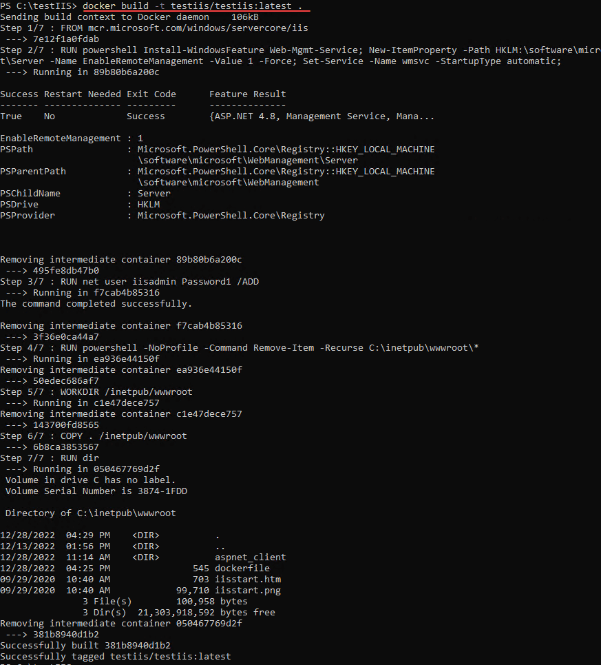 How to run IIS in Docker Container