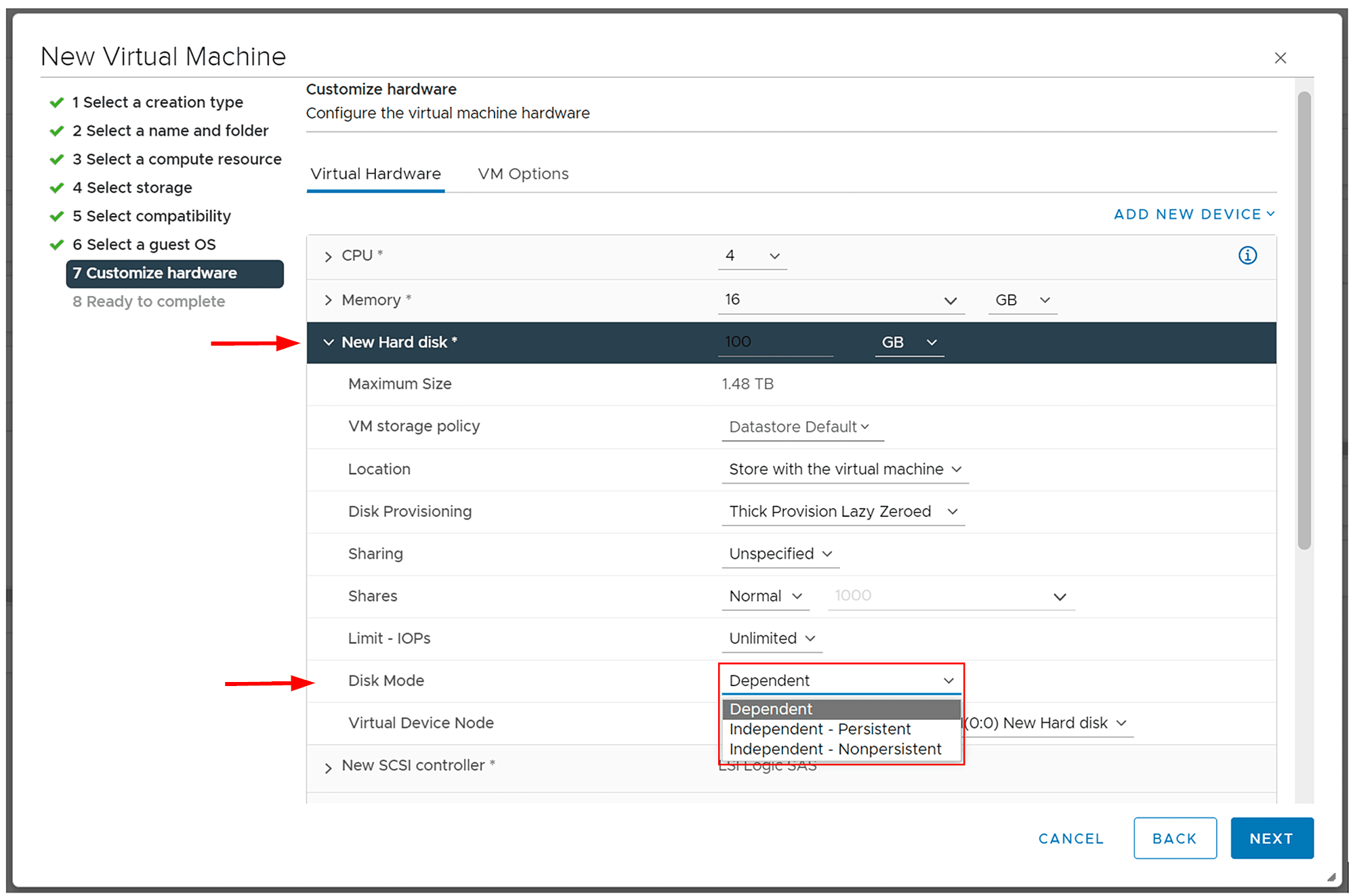 Disk Modes in VMware