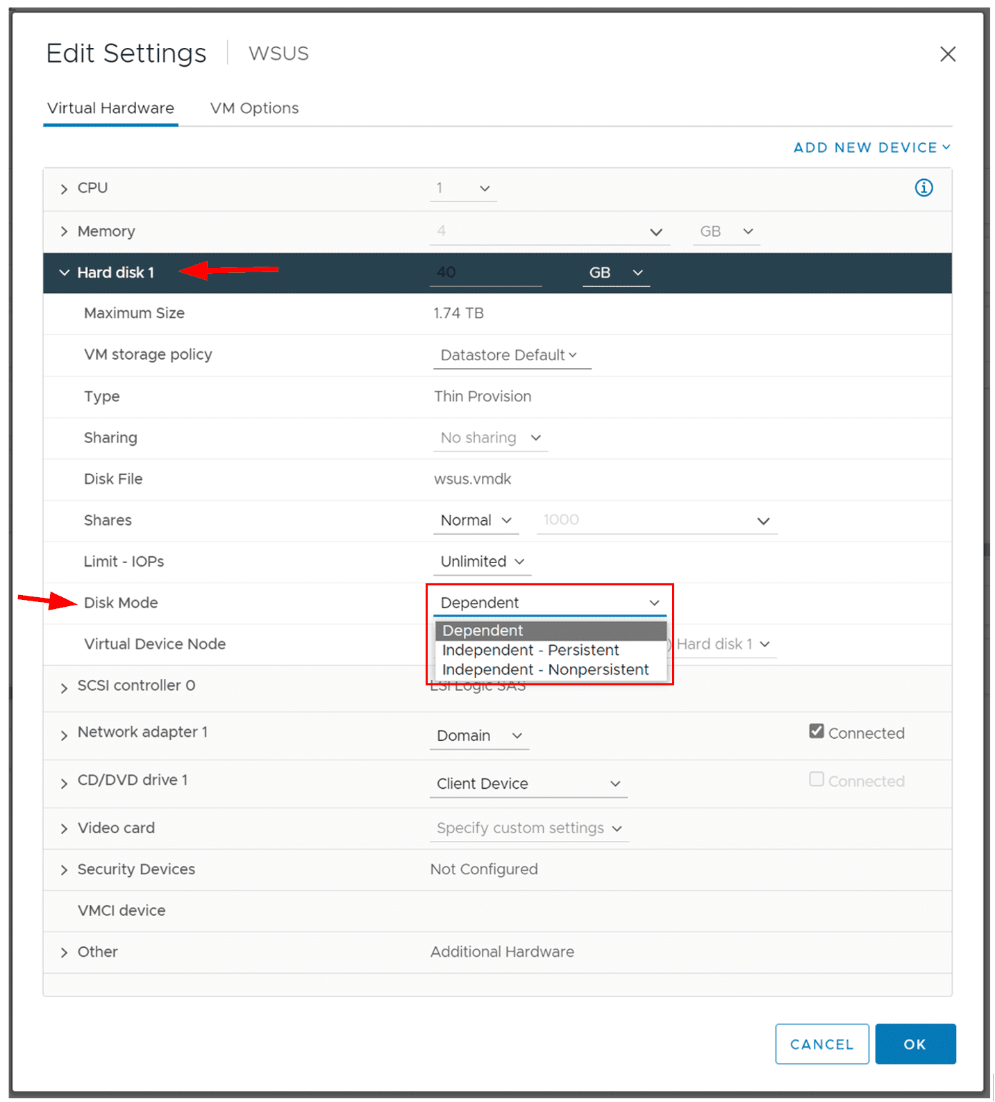 Disk Modes in VMware