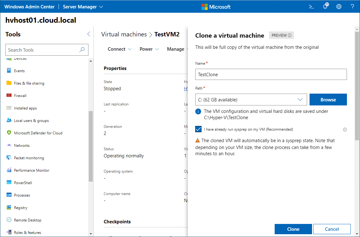 Hyper-V Clone VM