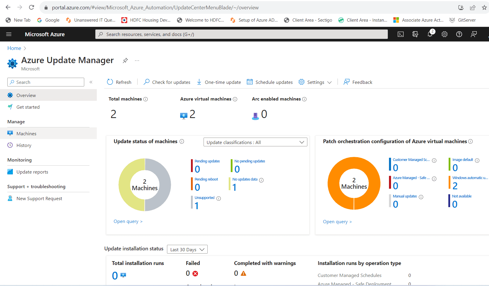 update Azure manager