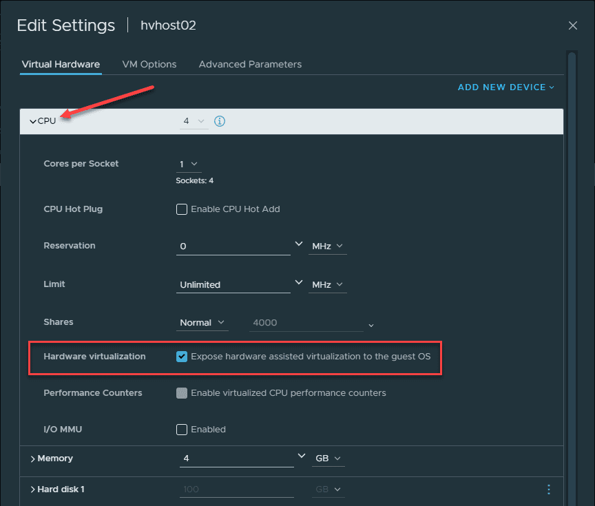 Installing Hyper-V in VMware vSphere