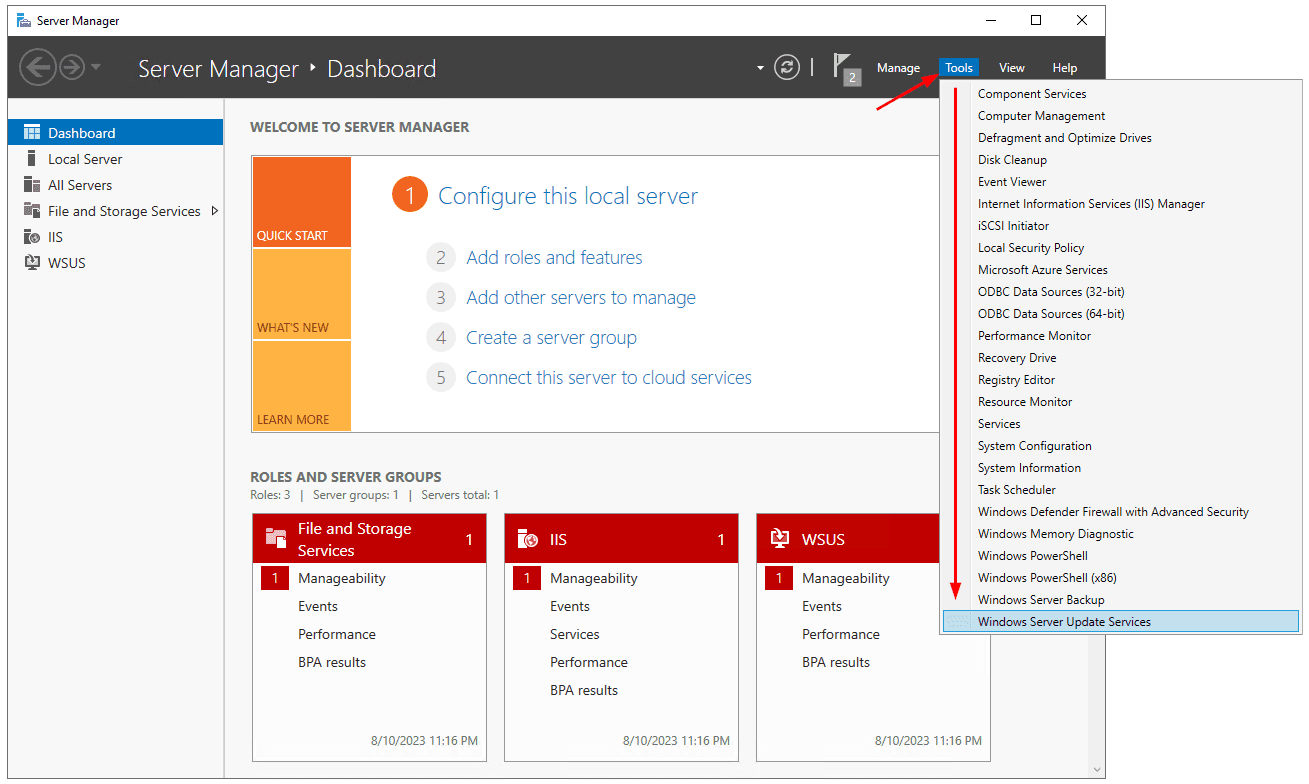 Post-deployment WSUS