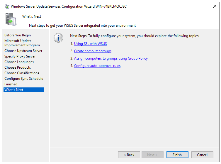 WSUS configuration