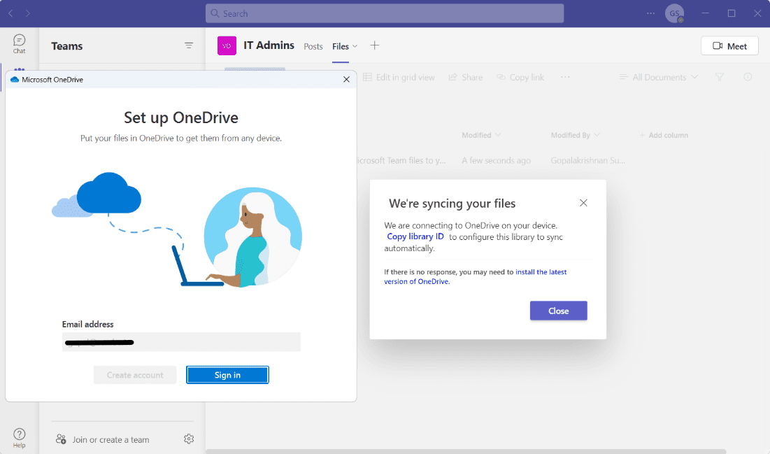 Sync Your Microsoft Team files to Onedrive