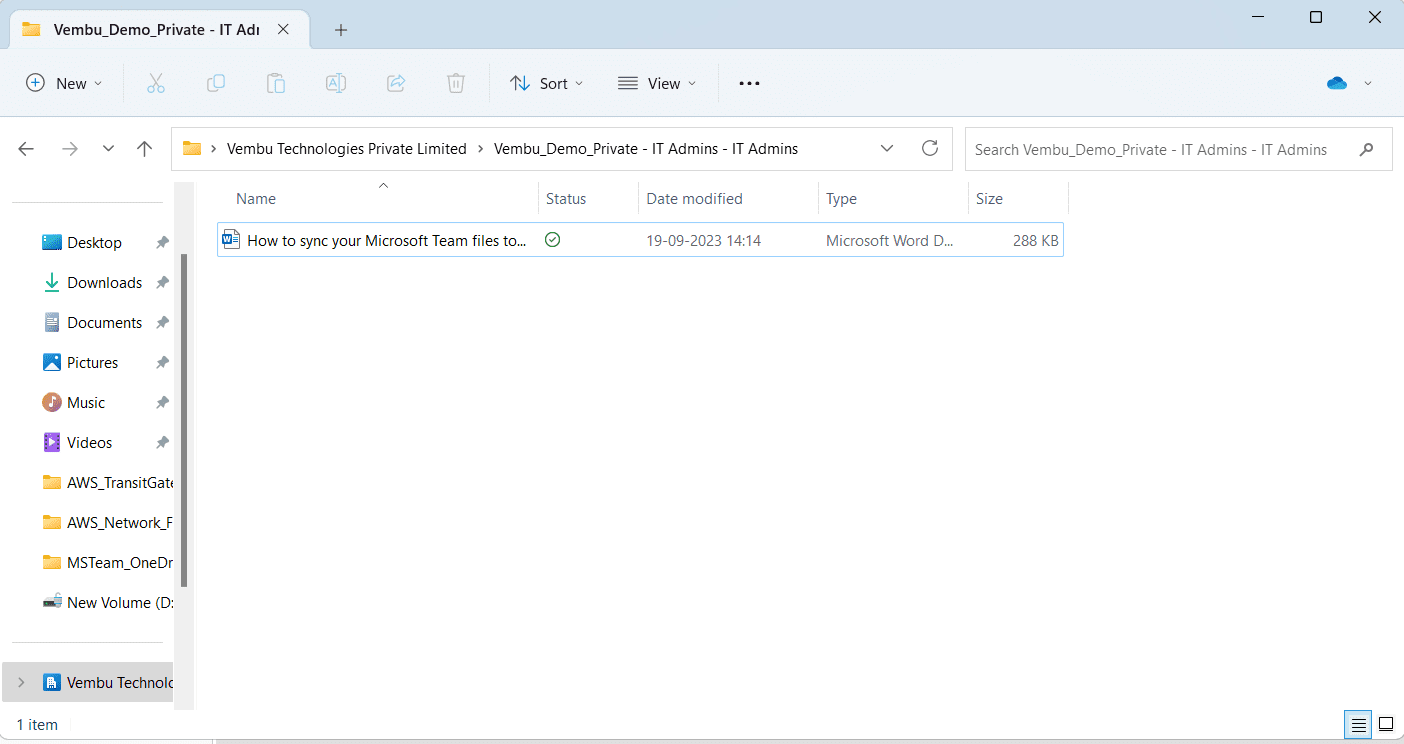 Sync Your Microsoft Team files to Onedrive