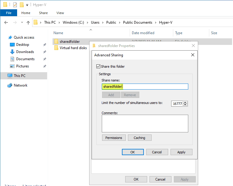 Shared Folders in Hyper-V