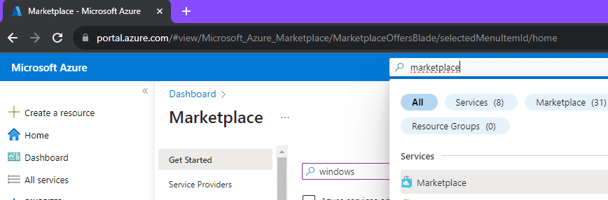 Deploy a VM from the Azure Marketplace